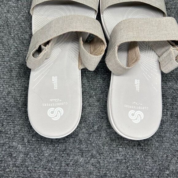 Clarks Cloudsteppers Sandals Women's Size 11 Tan Grey‎ Adjustable Strap Sandals - Picture 9 of 12